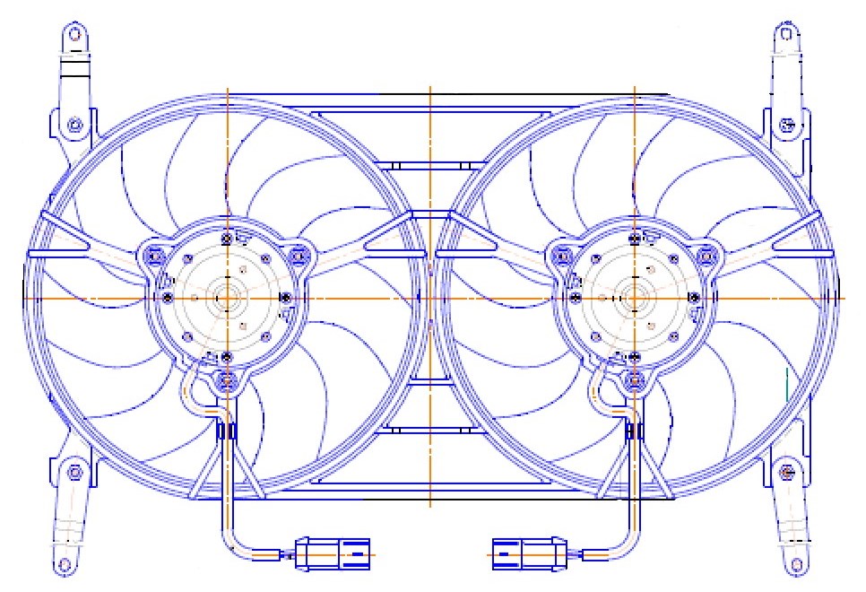 Электровентилятор охлаждения для автомобилей УАЗ Patriot (10-) (2 вент.) (с кожухом) (прямые кроншт.)