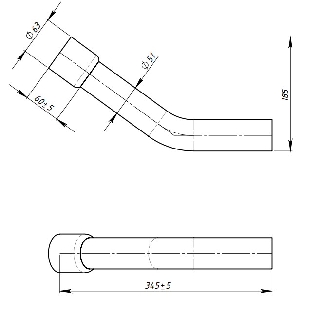 Труба выхлопная для автомобилей ГАЗ 3302 (алюминизированная сталь)