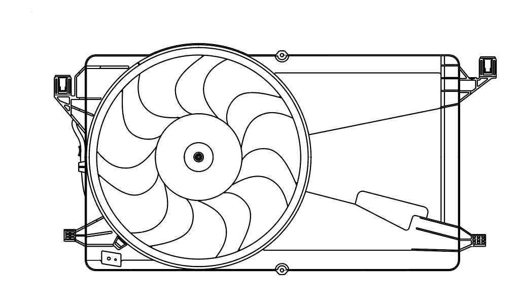 Электровентилятор охлаждения для автомобилей Mazda 3 (BK) (03-) 2.0i (с кожухом и модулем управления)