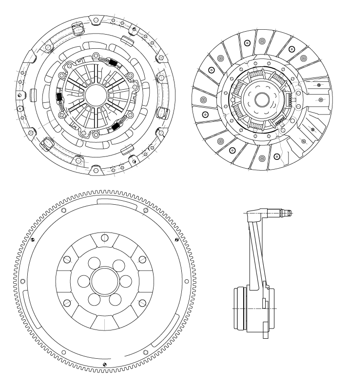 Комплект сцепления для автомобилей VW Passat B6 (05-) 2.0TDi с компенсацией износа в сборе с гидравлической муфтой и двухмассовым маховиком