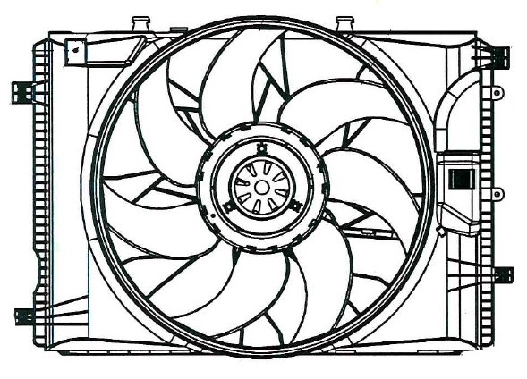 Электровентилятор охлаждения для автомобилей Mercedes-Benz C (W204) (07-)/E (W212) (09-) (с кожухом)