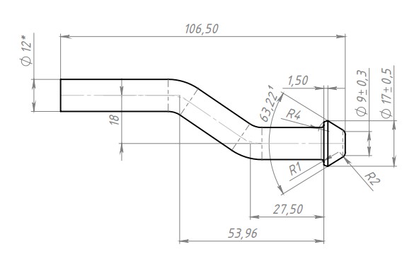 Кронштейн заднего дополнительного глушителя для автомобилей Лада 2170 Priora L=106,5мм