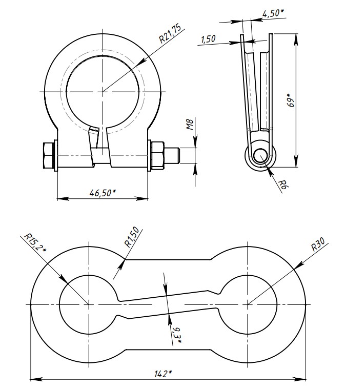 Хомут глушителя кольцевой 45мм.