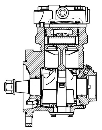 Компрессор воздушный для автомобилей ПАЗ, МАЗ c дв. ЯМЗ-534,536 (1 цилиндр) (аналог LK3894)
