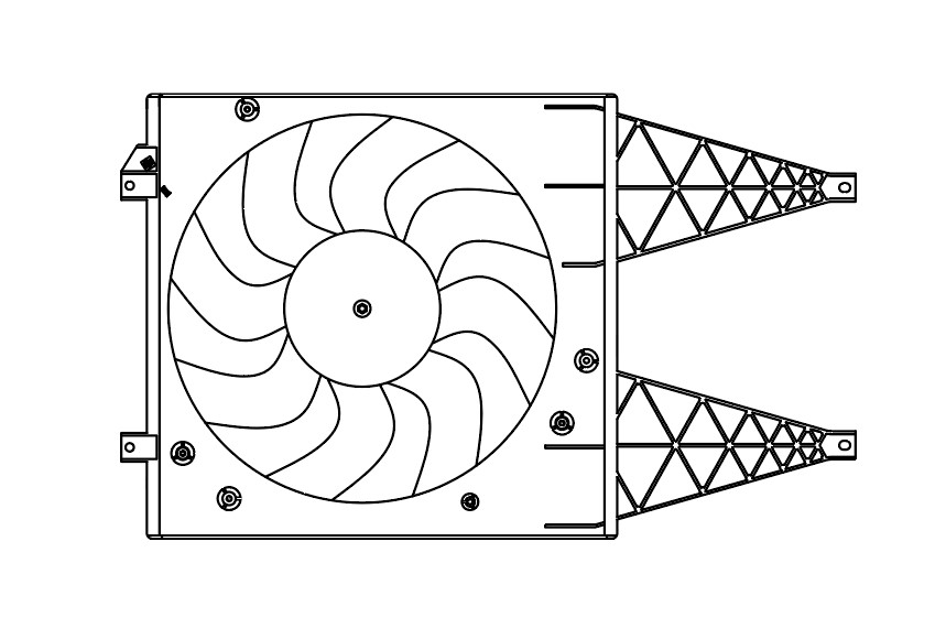 Электровентилятор охлаждения для автомобилей Fabia II (07-) (с кожухом)