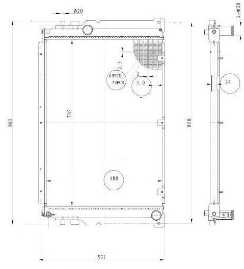 Радиатор охлаждения для автомобилей ГАЗель-Next Evotech 2.7i (паяный)