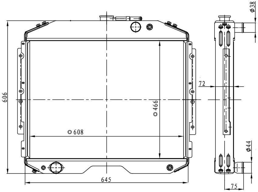 Радиатор охлаждения для автомобилей ГАЗ 3307/3308 с двигателем ЗМЗ-511, ЗМЗ-513, ММЗ Д245.7