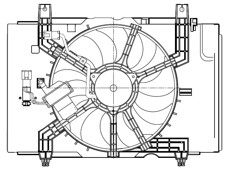 Электровентилятор охлаждения для автомобилей Nissan Tiida (04-) 1.6i (с кожухом и резистором) A/C+