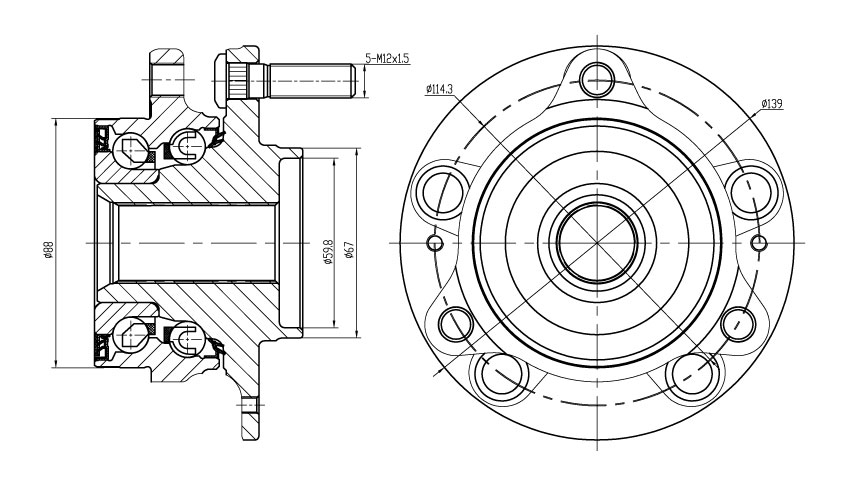 Ступица передняя в сборе с подшипником для автомобиля Kia Soul (19-)