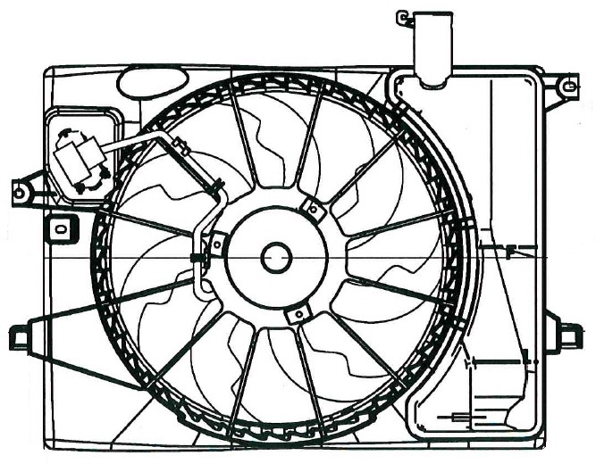 Электровентилятор охлаждения для автомобилей Elantra (AD) (15-) 1.6i/2.0i (с кожухом и резистором)