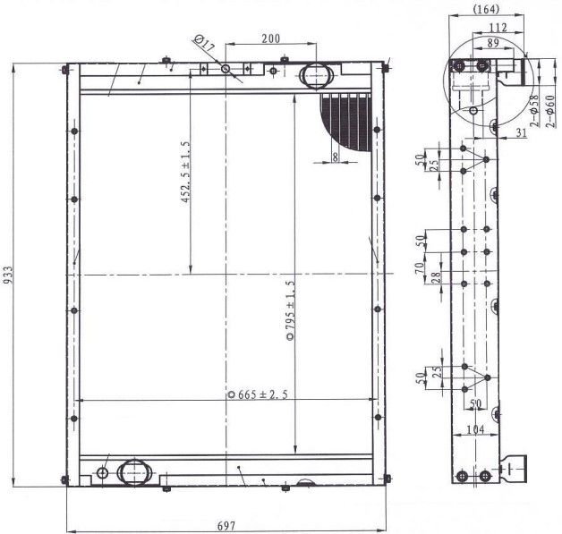 Радиатор охлаждения для автомобилей KАМАЗ 65115