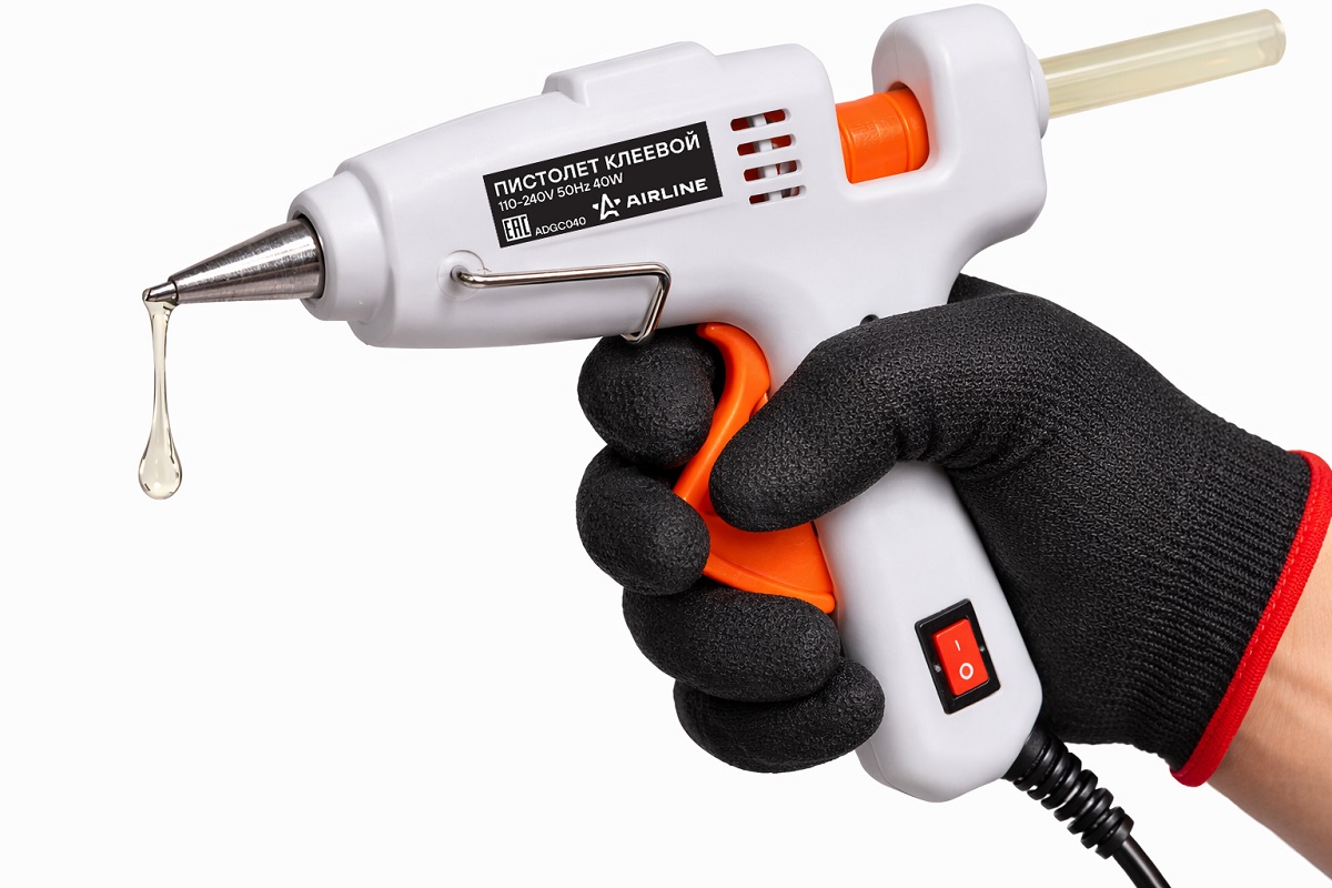 Пистолет (термо) клеевой электрический, сопло 7мм, 220В/40Вт, белый/оранж.