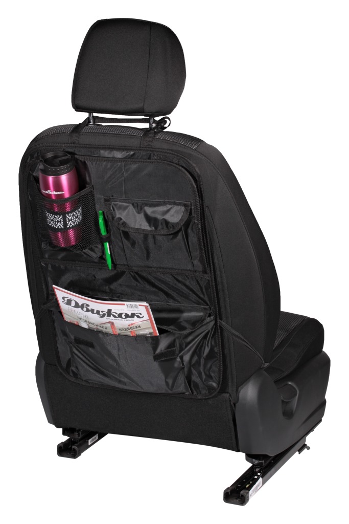 Органайзер на спинку переднего сиденья с откидным столиком (59*40*25см), черный