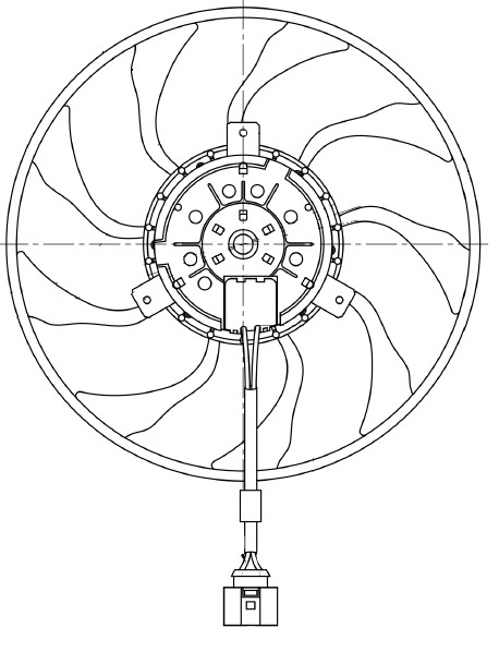 Электровентилятор кондиционера для автомобилей VW Transporter T5 (03-) (без кожуха)