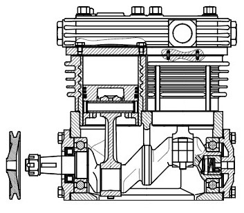 Компрессор воздушный для а/м МАЗ, УРАЛ (2 цилиндр.; шкив 172 мм. 320 л/мин) (аналог ПК-310) (LAC 1231)