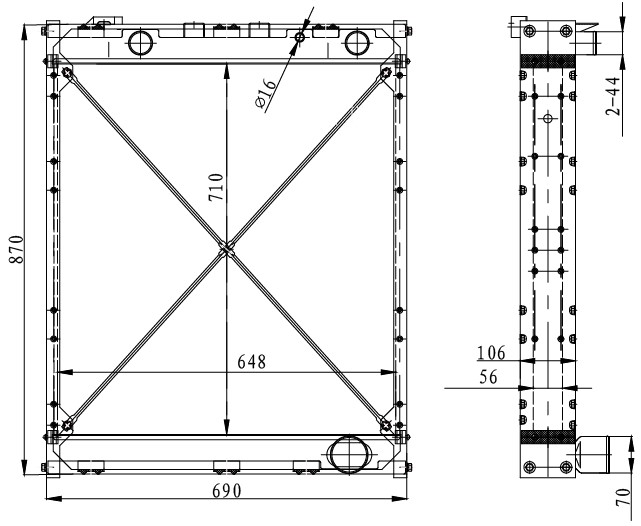 Радиатор охлаждения для автомобилей МАЗ ЯМЗ-238 Е-2