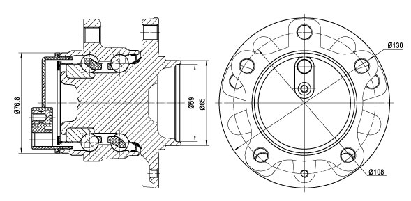 Ступица задняя в сборе с подшипником для автомобиля Peugeot 3008 (16-)