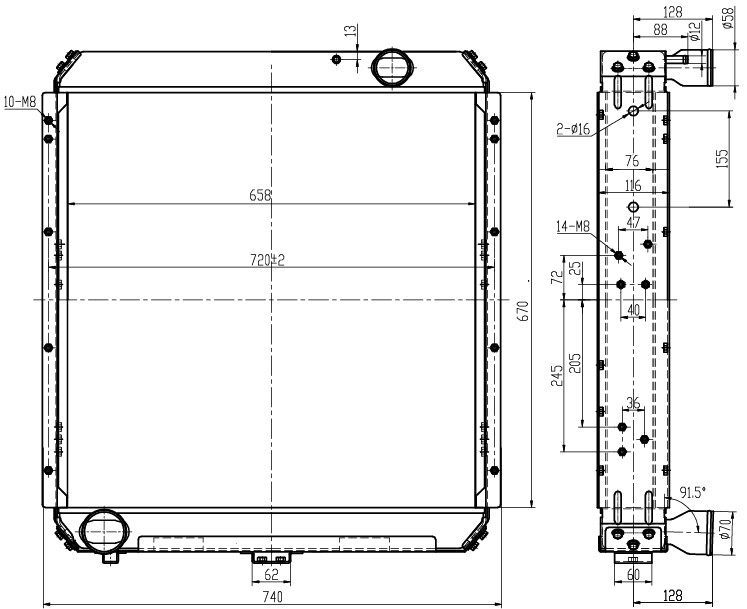 Радиатор охлаждения для автомобилей КАМАЗ 54115 (Heavy Duty) (повышенная теплоотдача, сердцевина 76мм)