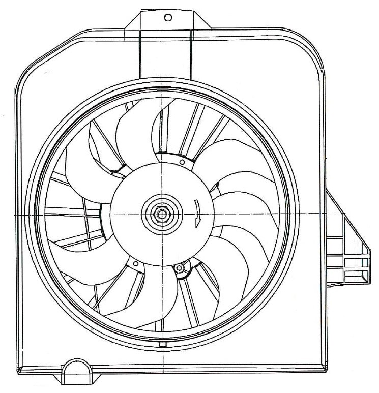 Электровентилятор кондиционера для автомобилей Dodge Caravan (01-)/Chrysler Voyager (01-) (с кожухом)