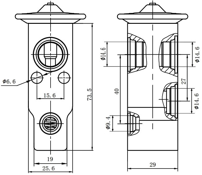 Клапан расширительный кондиционера (ТРВ) для автомобилей Santa Fe (06-)