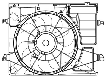Электровентилятор охлаждения для автомобилей KIA Cerato II (09-) (с кожухом и резистором)