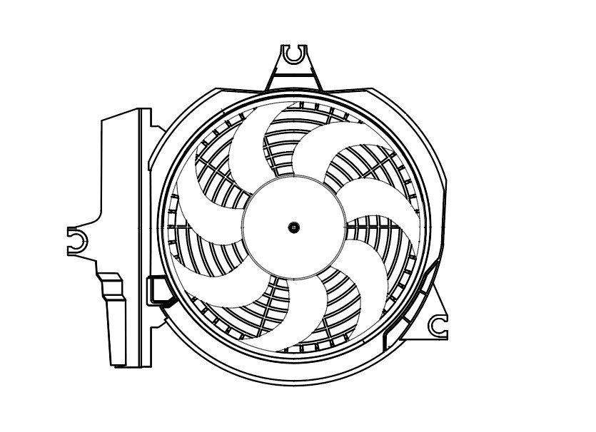 Электровентилятор кондиционера для автомобилей Hyundai Santa Fe (00-) (с кожухом)