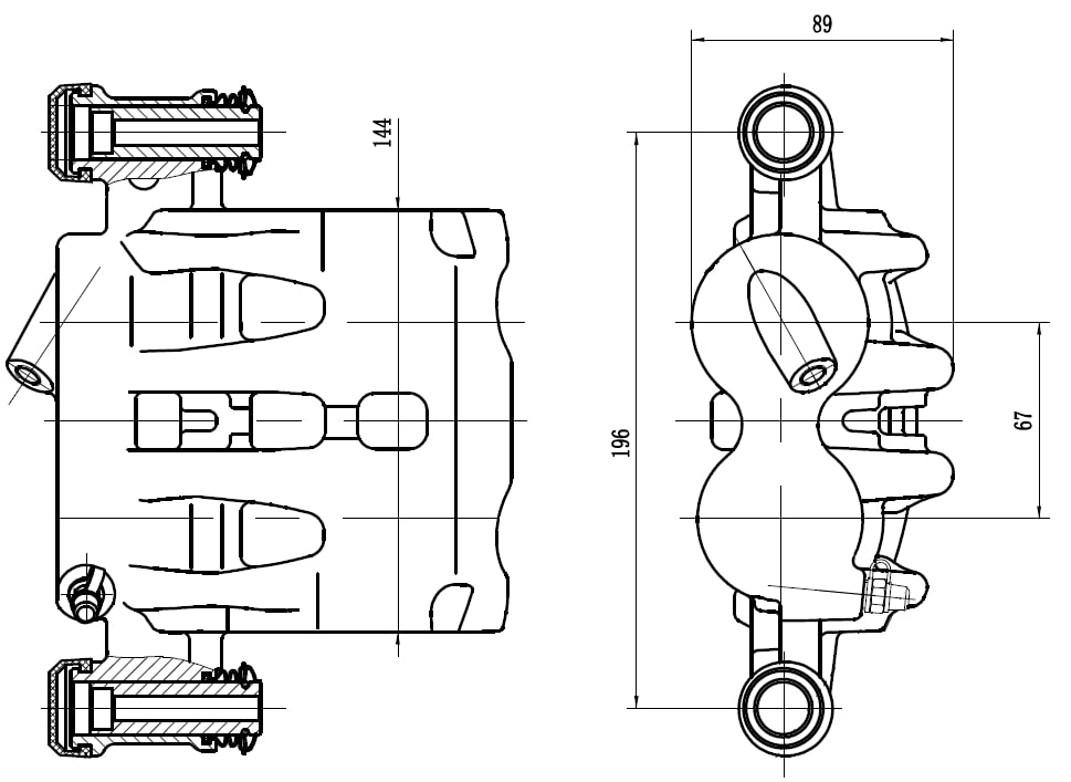 Суппорт тормозной для автомобилей Peugeot Boxer (06-)/Fiat Ducato (06-) передний правый d=44/48мм