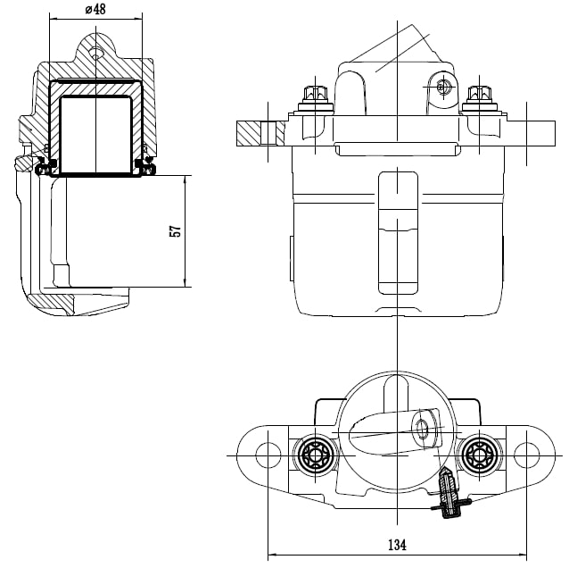 Суппорт тормозной для автомобилей Лада 2112 передний левый d=48мм (R14) (без скобы)