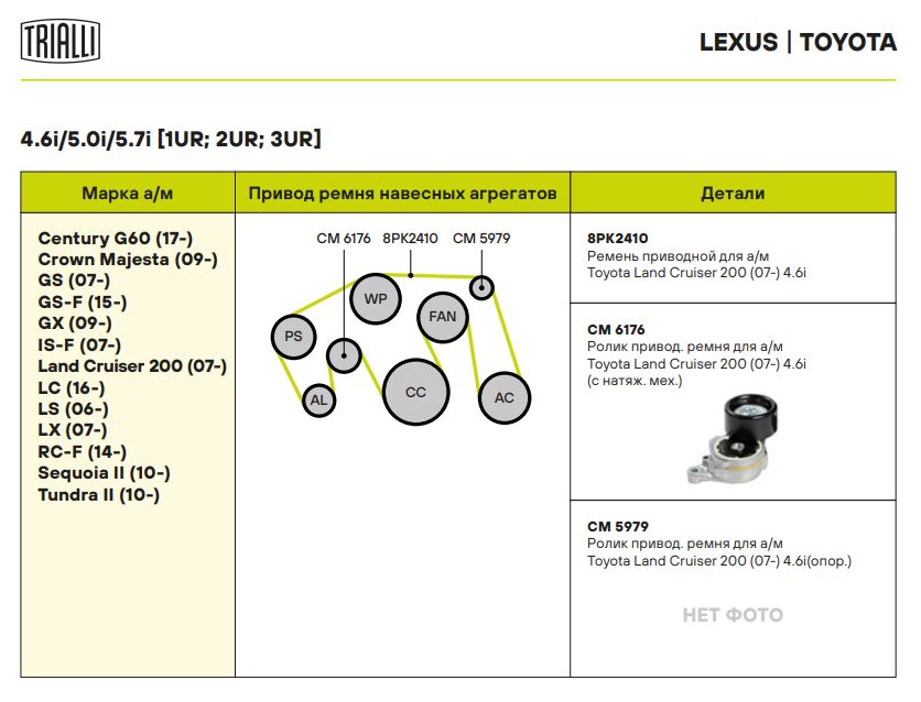 Ролик приводного ремня для автомобилей Toyota Land Cruiser 200 (07-) 4.6i [UR] (опорный)