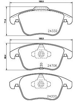 Колодки тормозные дисковые передние для автомобилей Audi A4 (B8) (07-) (в комплекте с датчиком)