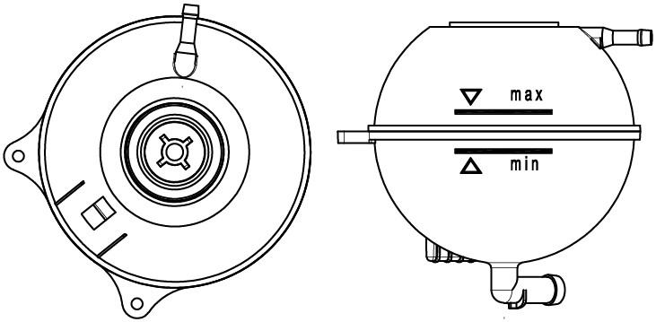 Бачок расширительный охлаждающей жидкости для а/м VW Passat B3/B4 (88-)/Golf III (91-)/IV (97-) (без датчика)