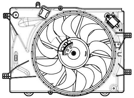 Электровентилятор охлаждения для автомобилей Chevrolet Cobalt (11-) 1.5i (с кожухом и резистором)