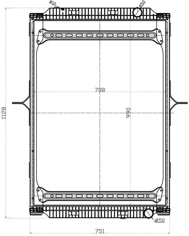 Радиатор охлаждения для автомобилей Renault Trucks Premium II (05-)/Kerax (05-) (с рамкой)