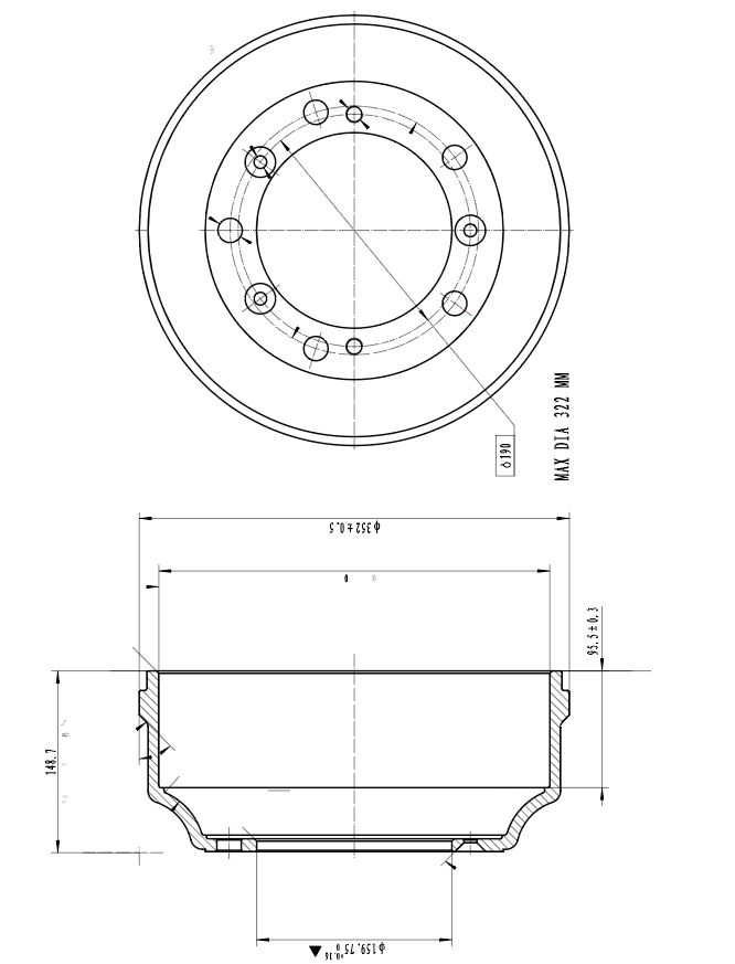 Барабаны тормозные для автомобилей КамАЗ Компас 5 (23-) d=352