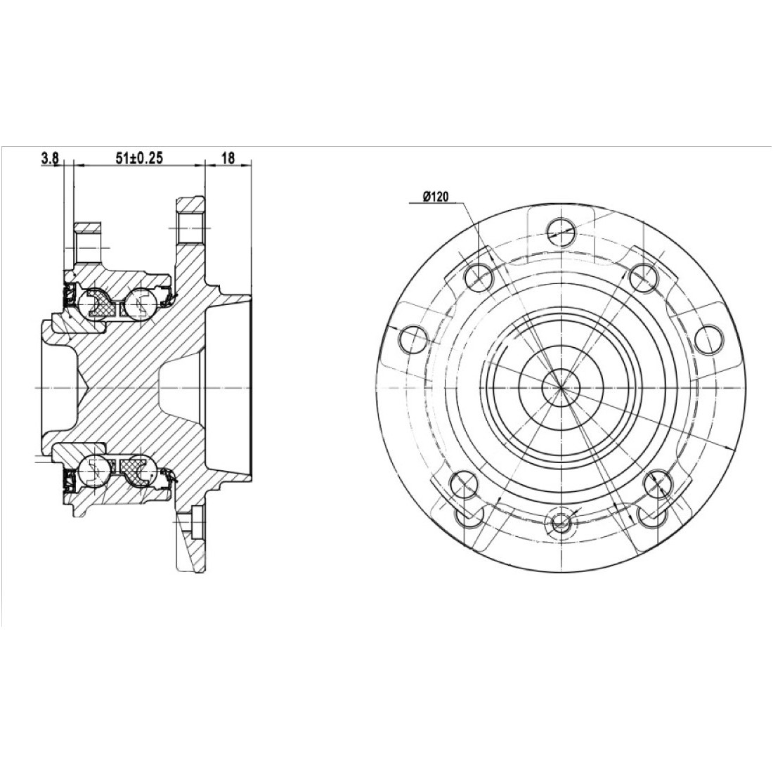 Ступица передняя в сборе с подшипником для автомобиля BMW 5 (01-)/BMW 6 (04-)