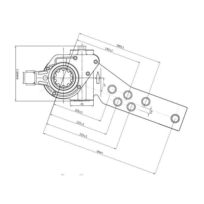 Рычаг тормоза регулировочный автоматический (трещотка) для прицепов с осями BPW / SAF универсальный