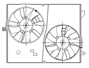 Электровентилятор охлаждения для автомобилей Chevrolet Captiva (06-)/Opel Antara (07-) (2 вент.) (с кожухом)