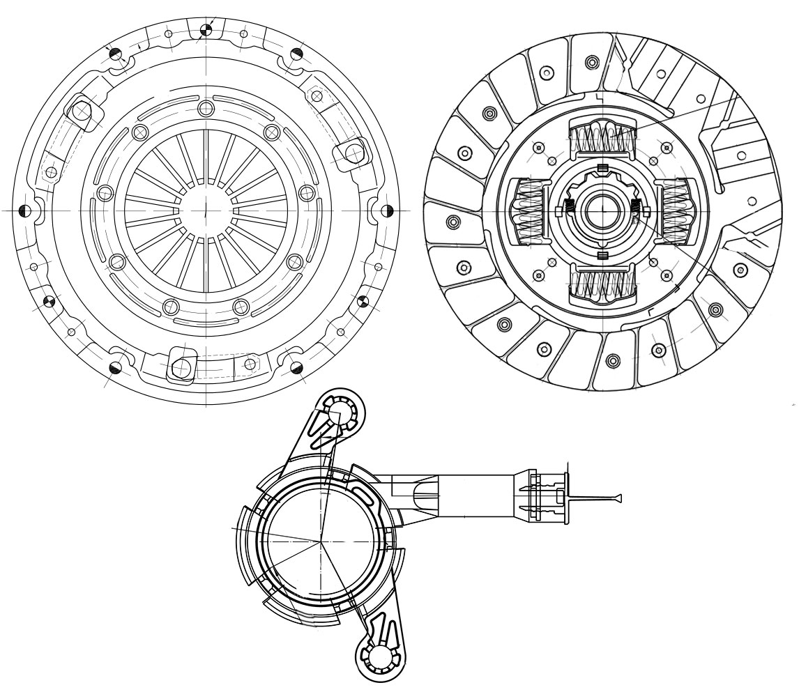 Комплект сцепления для автомобилей Mitsubishi Outlander III (12-) 2.0i с гидравлической муфтой