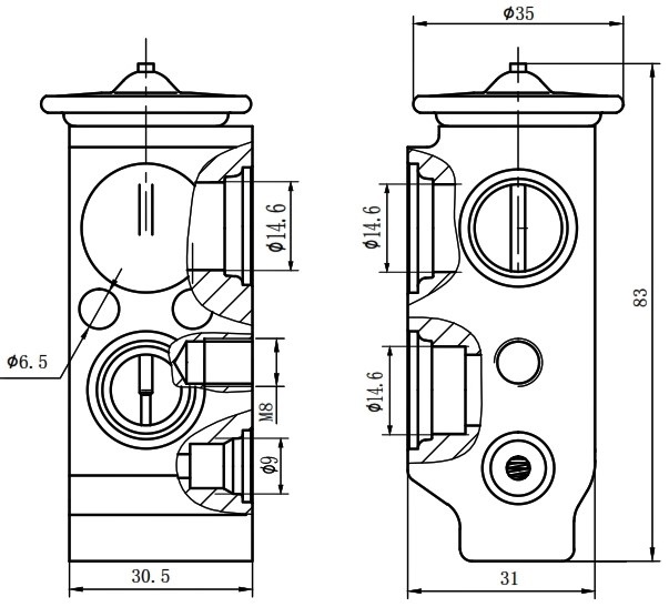 Клапан расширительный кондиционера (ТРВ) для автомобилей Santa Fe (06-)