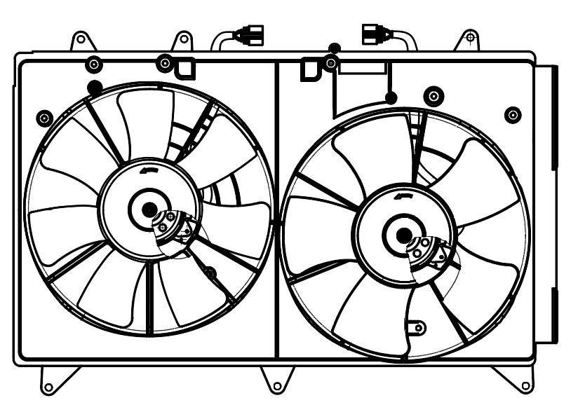 Электровентилятор охлаждения для автомобилей Mazda CX-7 (06-) (2 вент.) (с кожухом)