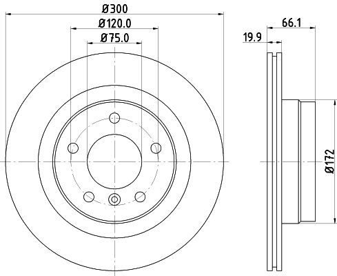 Диски тормозные для автомобилей BMW 3 (E90 / 91 / 92 / 93) (05-) / 1 (E81 / 87) (04-) задний d=300 окрашенный