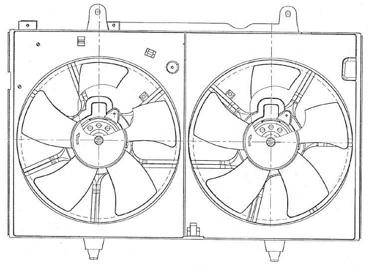 Электровентилятор охлаждения для автомобилей Nissan Murano I (Z50) (02-) (с кожухом)