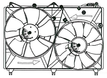 Электровентилятор охлаждения для автомобилей Suzuki Grand Vitara (05-) (2 вент.) (с кожухом)