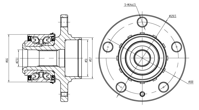Ступица передняя в сборе с подшипником для автомобиля Skoda Fabia (99-)/VW Polo IV (01-)