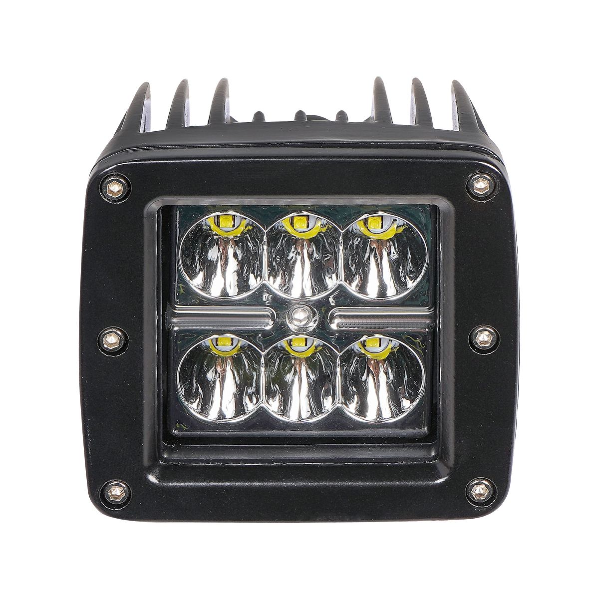 Фара светодиодная квадратная, 6LED, дальний свет, 18Вт, 82х75х75мм, 12/24В, PLUS