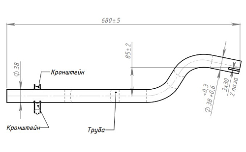 Труба выхлопная для автомобилей Лада 1111 ОКА (алюминизированная сталь)