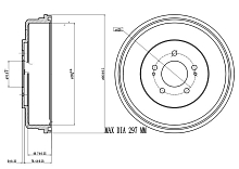 Барабаны тормозные для автомобилей Hyundai H-1 (97-) d=295 окрашенный отверстия d120