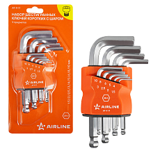 Набор ключей шестигранных коротких с шаром 9пр. (1.5-10мм) пласт.подвес