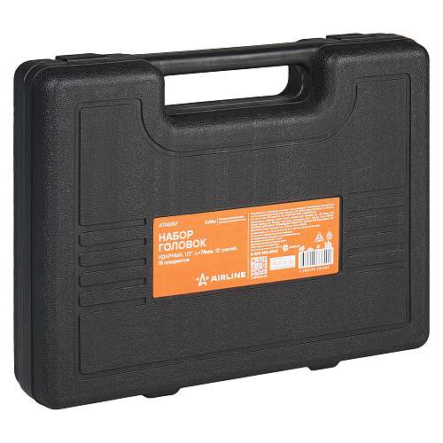 Набор головок ударных 1/2"DR L=78мм, 12гр. 18пр. (8-32мм) пласт.кейс.