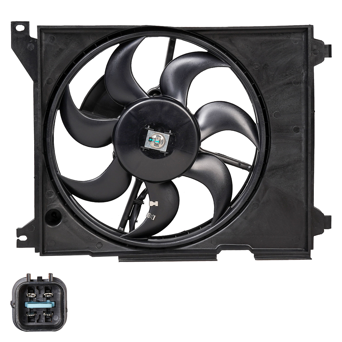 Электровентилятор кондиционера для автомобилей Hyundai Sonata (EF) (98-) (с кожухом) (4-х конт.)